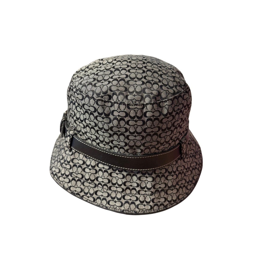 Coach Vtg Black &‎ Grey Signature Y2K  Bucket Hat, Medium / Large, Preppy Casual - Picture 5 of 7